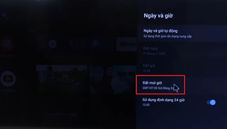 Thiết lập lại Ngày giờ trên tivi Android