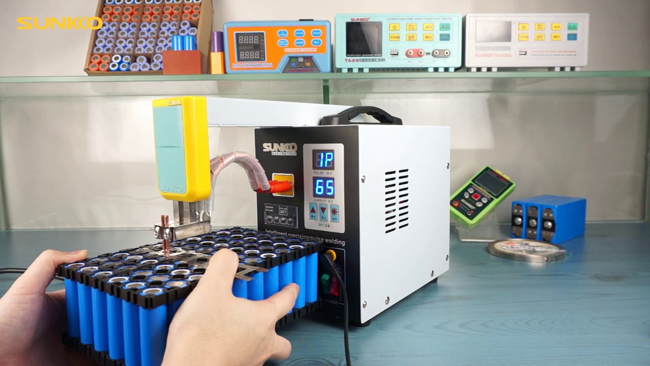 Máy Hàn Cell Pin SUNKKO 738AL + Tay Hàn 70BN + Khay Di Chuyển Pin